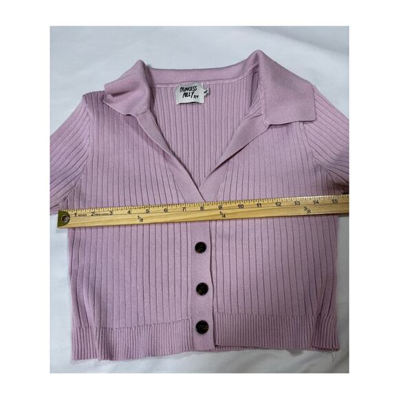 Princess Polly Ribbed Button Front Crop Top Pink M/L Y2K Boho - Picture 6 of 7
